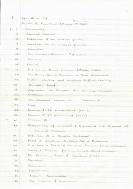 E. H. Linfoot: notes of G. H. Hardy's lectures on theory of functions