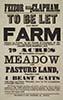Printed notice inviting tenders for the lease of a farm at Feizor, near Clapham, Yorks., now in the occupation of Joseph Alderson, the tenders to be made to John Hartley of Clapham, Lancaster, by 24 Sept.