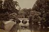 Photograph of the bridge over the Cam at Trinity College, Cambridge, looking north